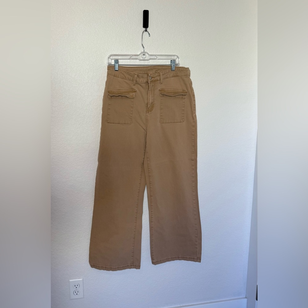 Tan High-Waisted Wide Leg Pants